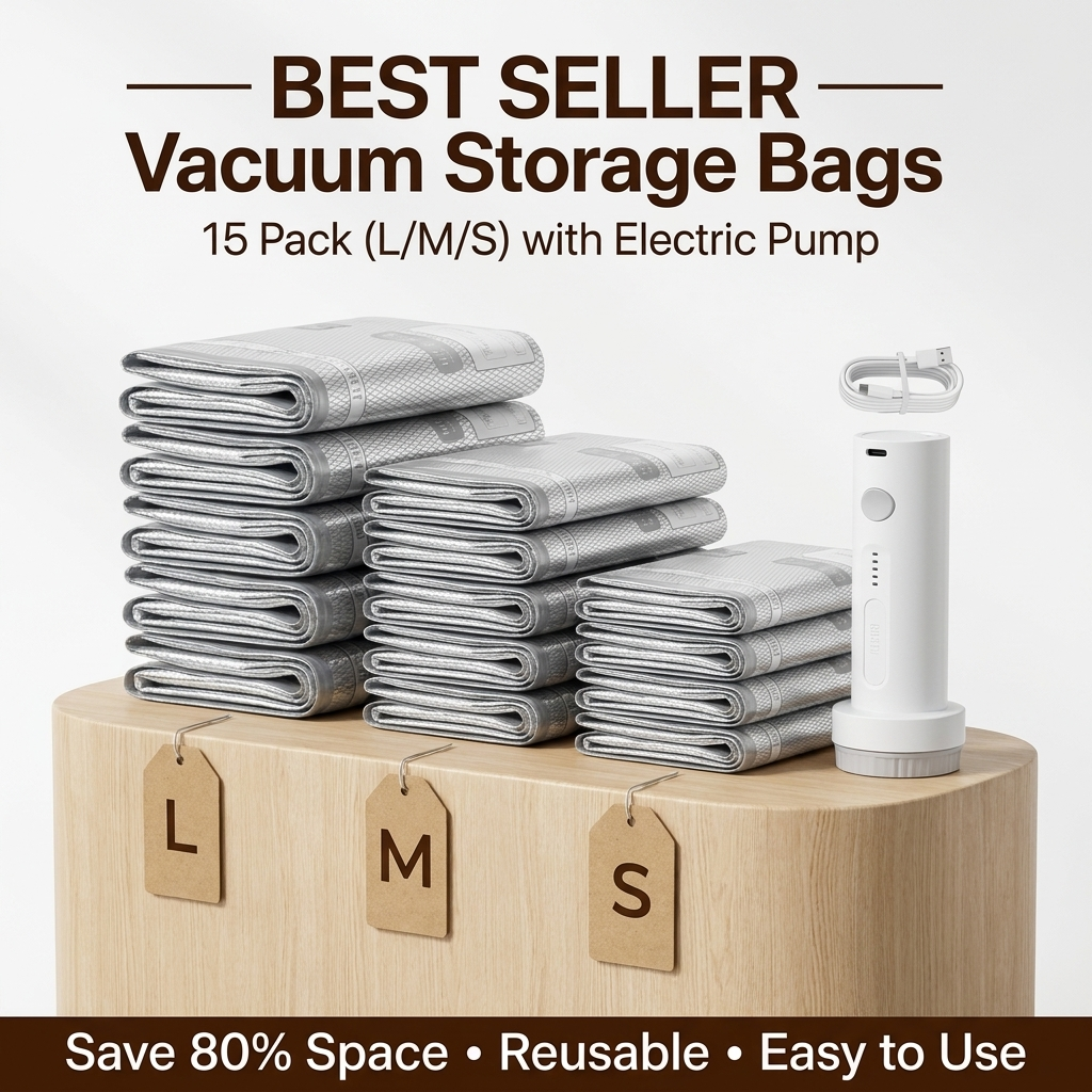 Gracium Cordless Vacuum Storage Bags with Rechargeable Pump – Travel Space Saver