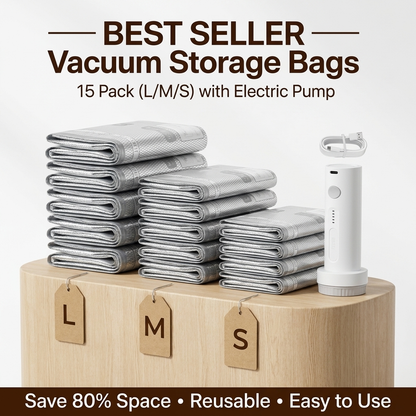 Gracium Cordless Vacuum Storage Bags with Rechargeable Pump – Travel Space Saver